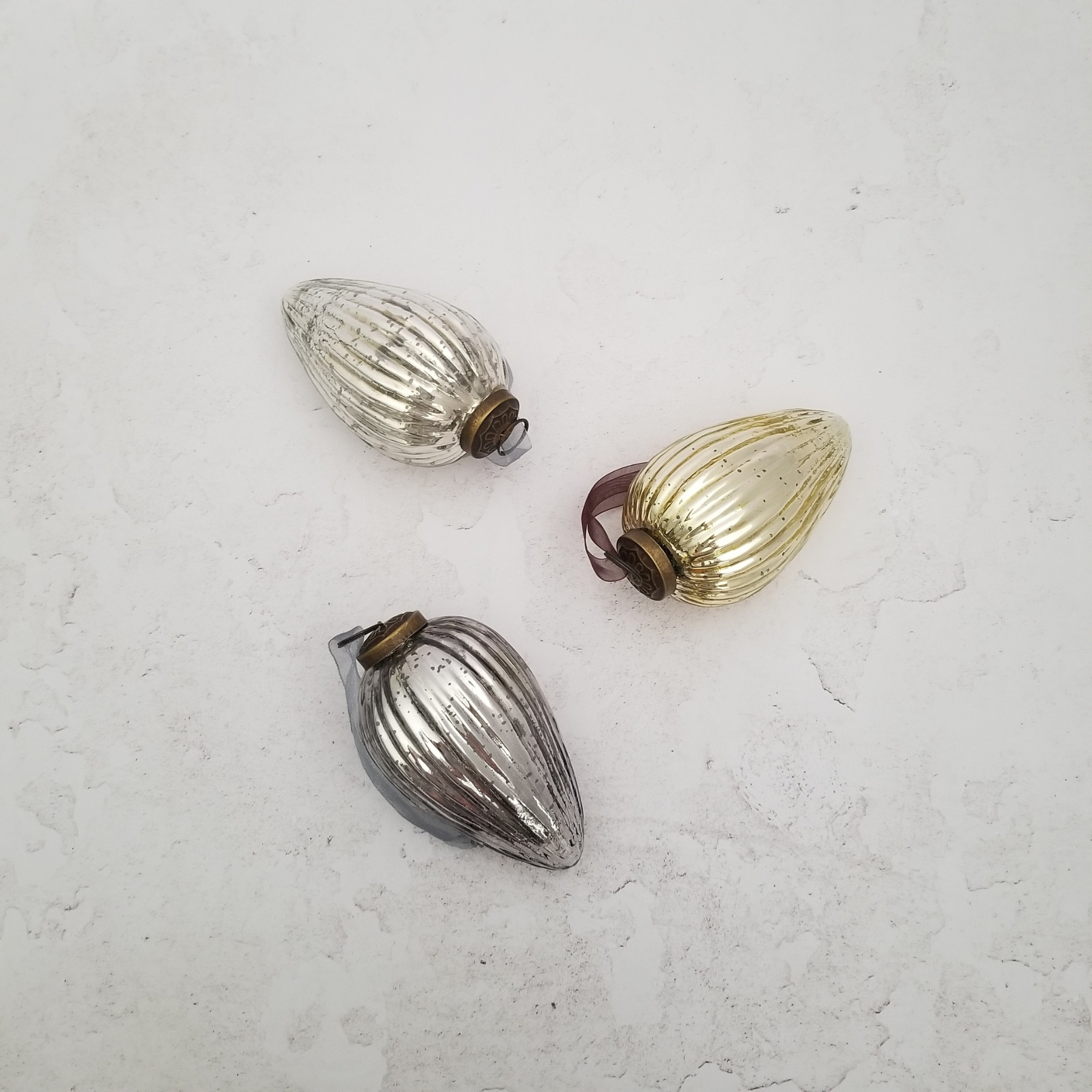 Ribbed Glass Pinecone Ornament