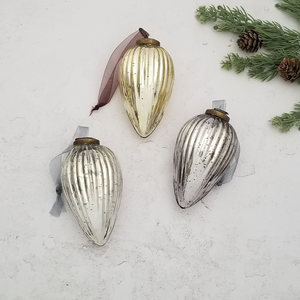 Ribbed Glass Pinecone Ornament