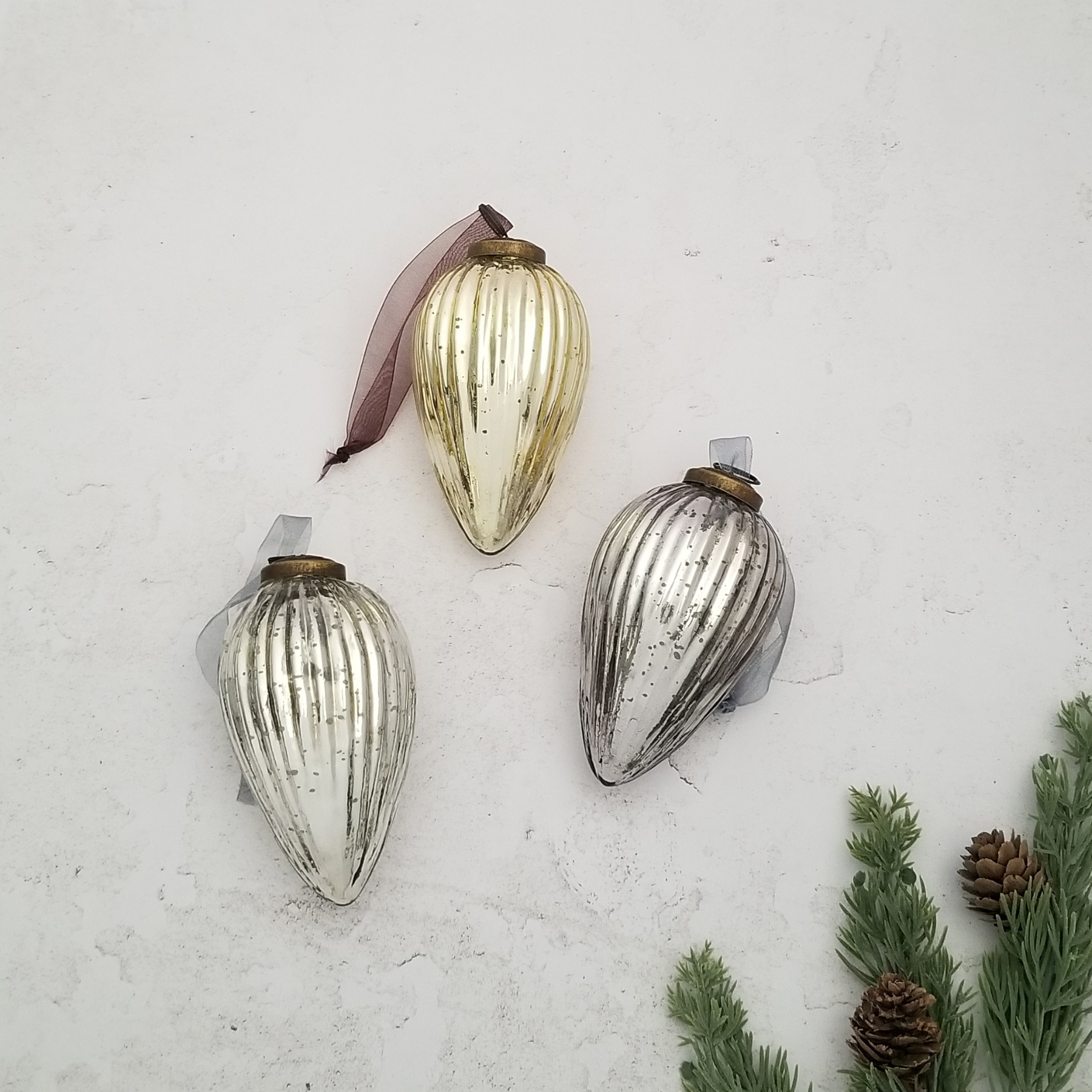 Ribbed Glass Pinecone Ornament