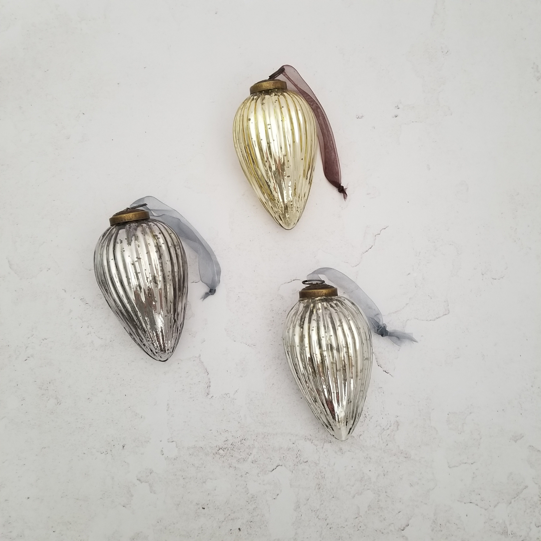 Ribbed Glass Pinecone Ornament
