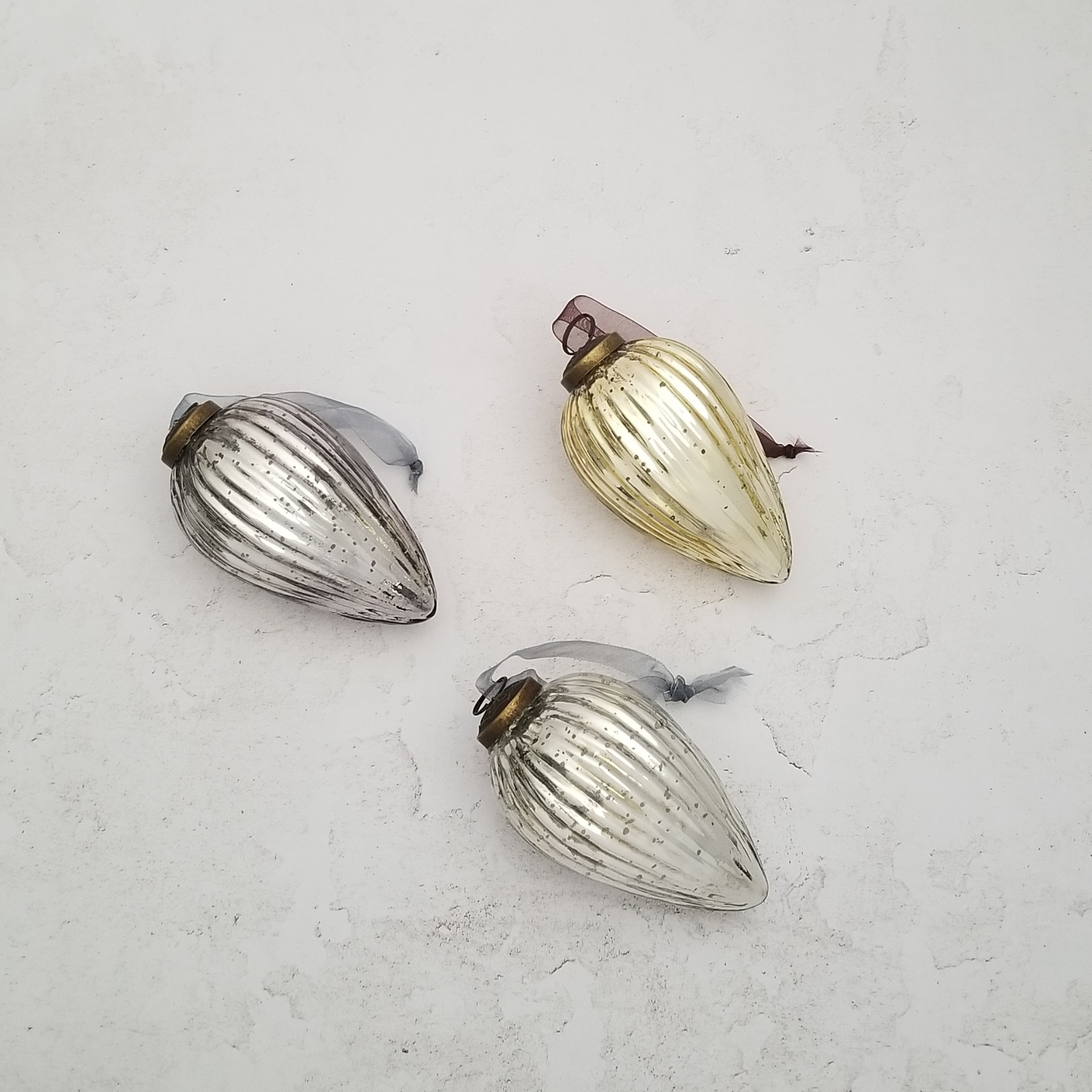 Ribbed Glass Pinecone Ornament