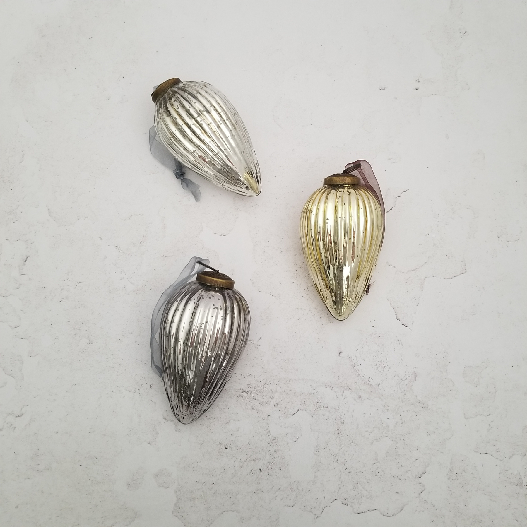 Ribbed Glass Pinecone Ornament