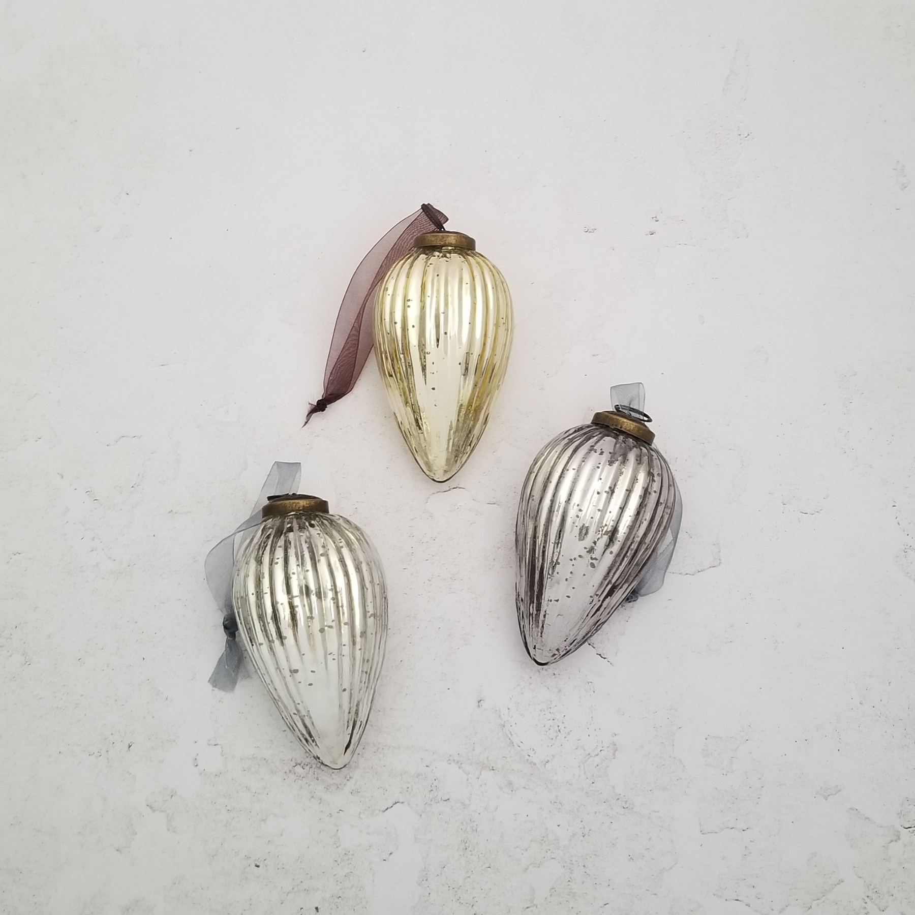 Ribbed Glass Pinecone Ornament