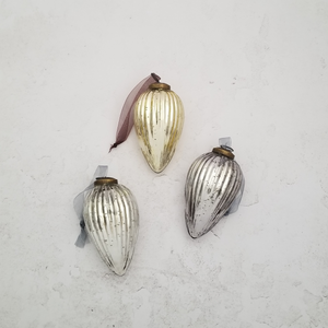Ribbed Glass Pinecone Ornament