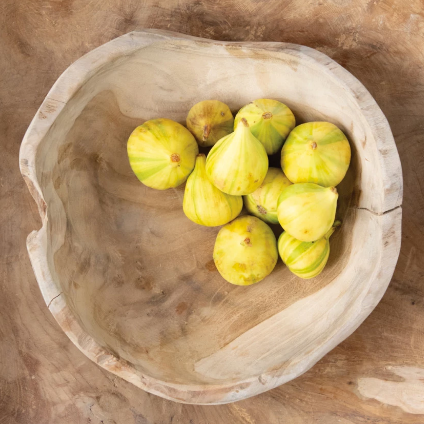 Raw Edge Teak Wood Bowl Display