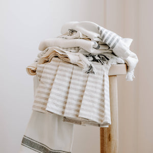 Striped Tea Towel with Ruffle