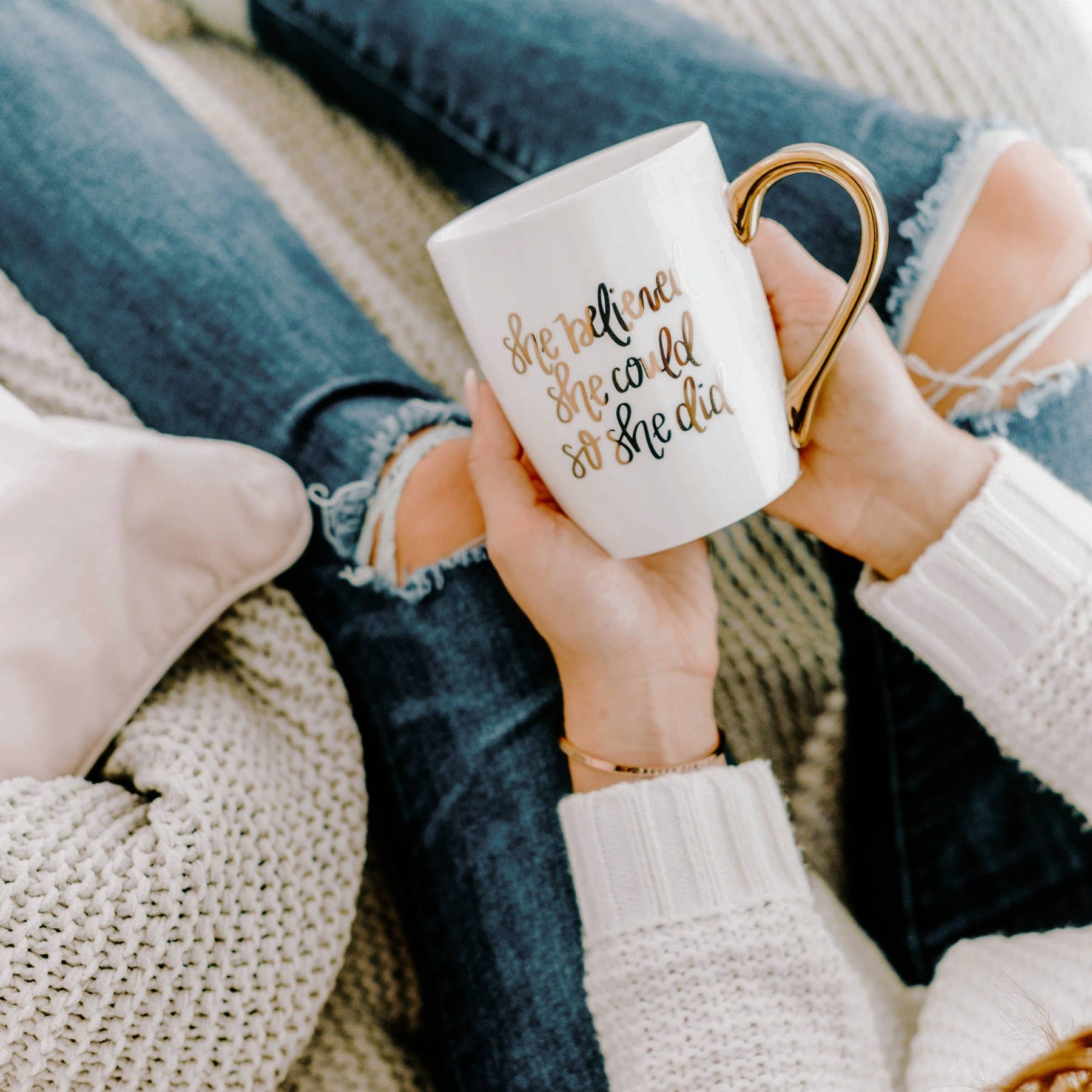 She Believed She Could So She Did Gold Coffee Mug