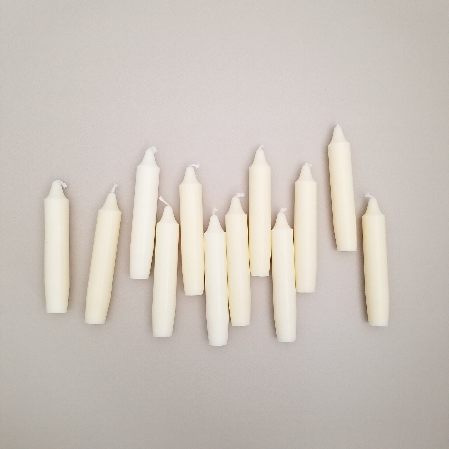 Unscented Short Taper Candles - Cream (set of 12)