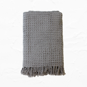 Waffle Weave Throw Blanket - Grey