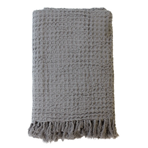 Waffle Weave Throw Blanket - Grey