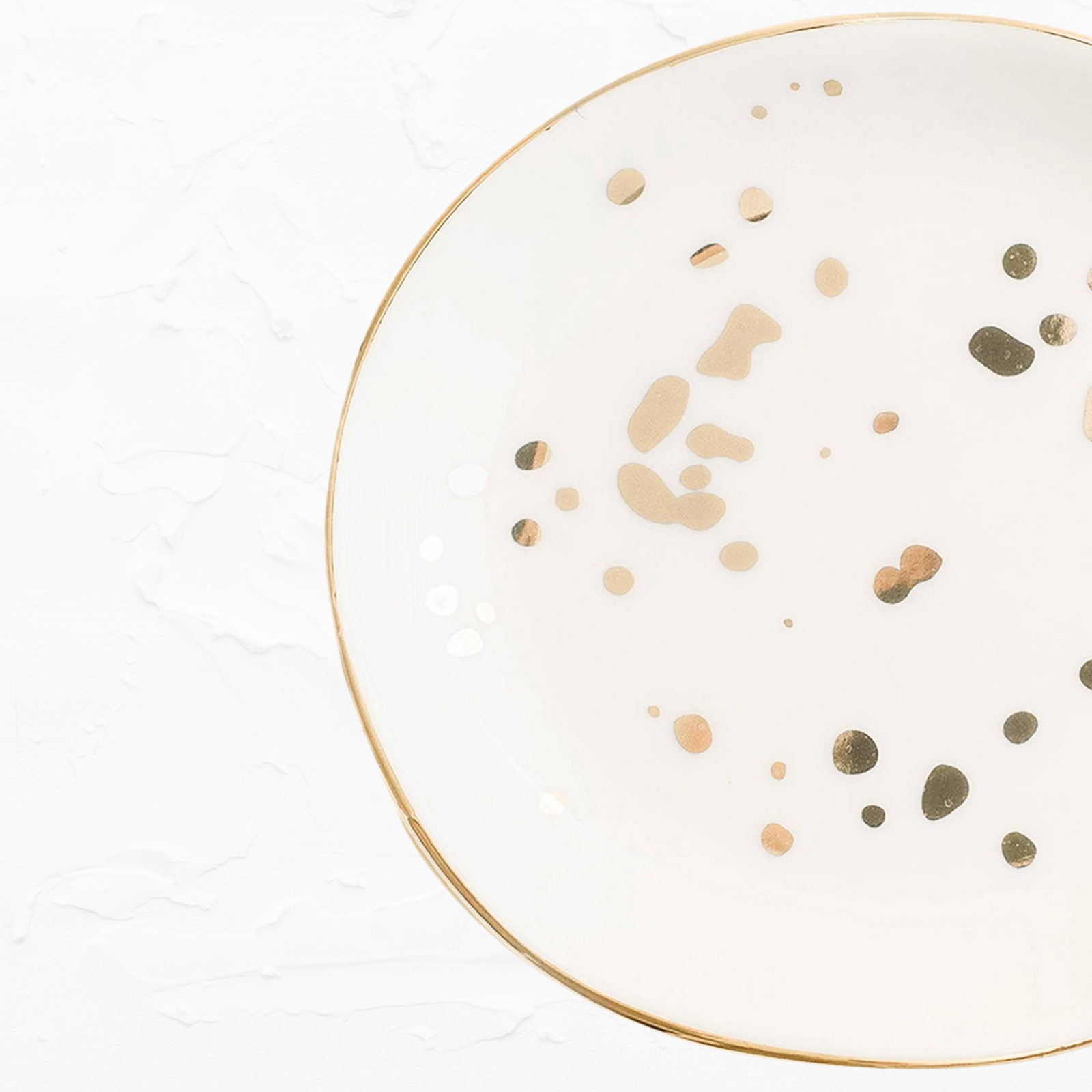 White + Gold Speckled Jewelry Dish