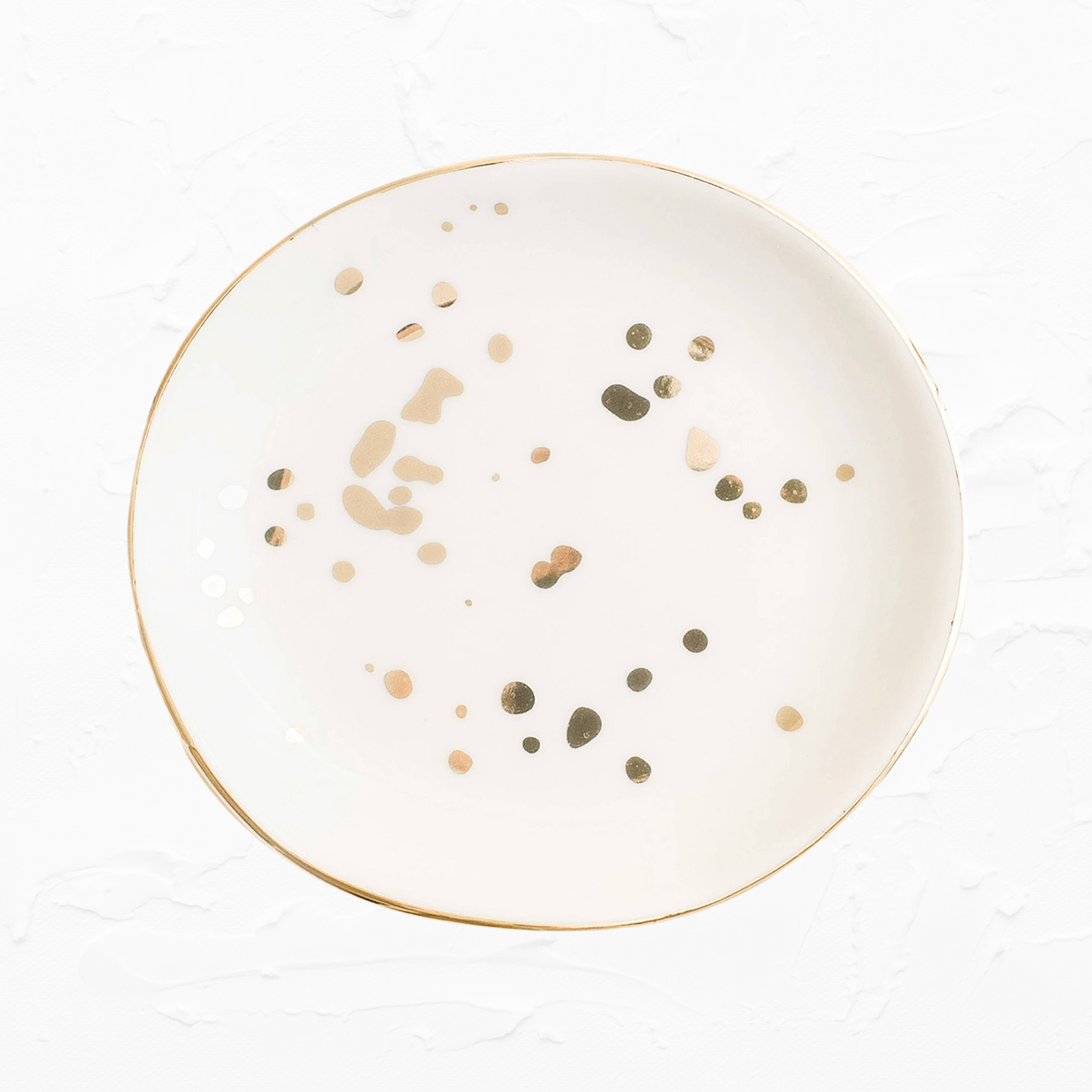 White + Gold Speckled Jewelry Dish