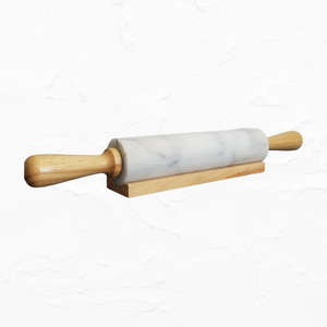 White Marble Rolling Pin with Stand